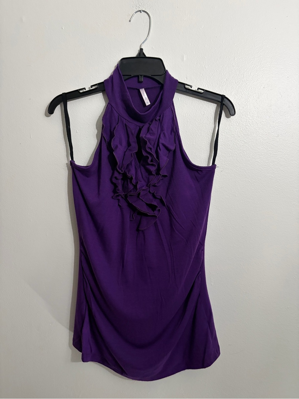 Purple Ruffled Halter Neck Women's Top